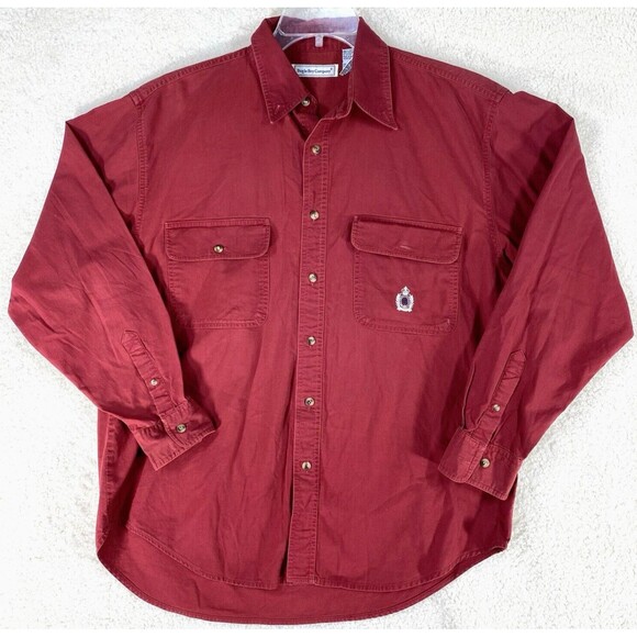 VTG 90s Bugle Boy  Mens Sz Lg Red Button Down Long Sleeve Dress Shirt Casual - Picture 1 of 8
